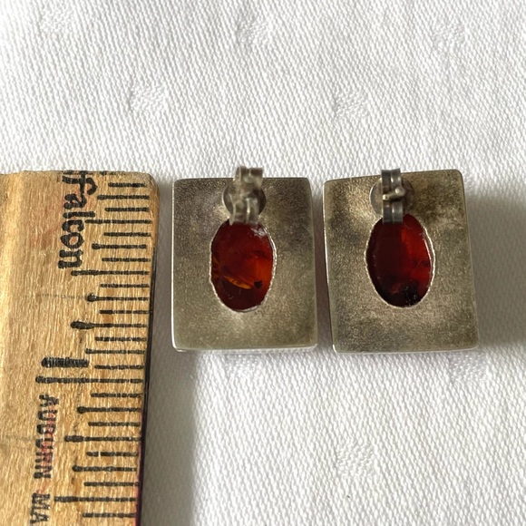 Vintage European Baltic Amber Stud Earrings. - Picture 3 of 8